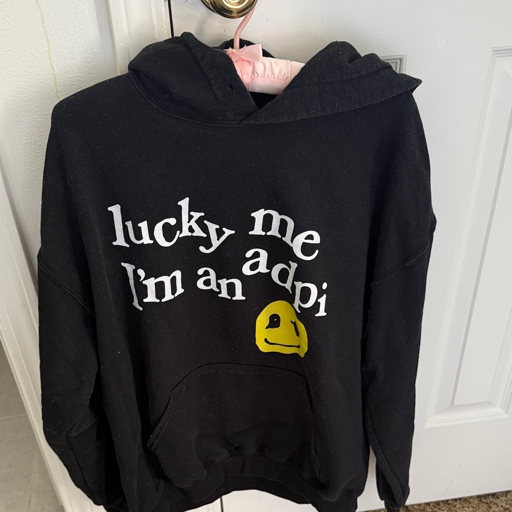 Black Hoodie with Yellow Graphic